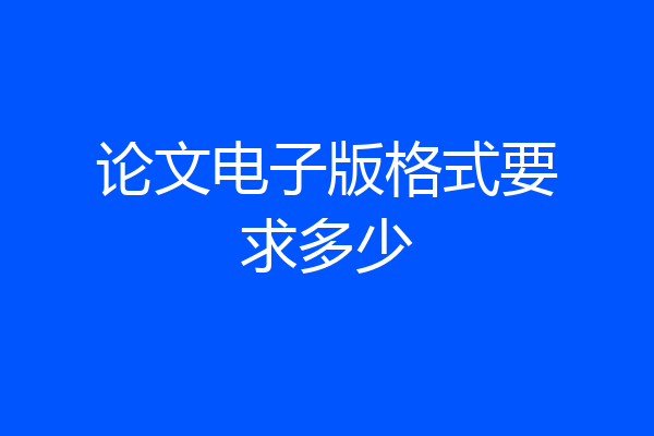 论文电子版格式要求多少