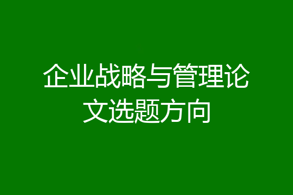 企业战略与管理论文选题方向