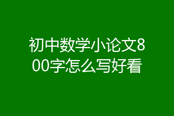 初中数学小论文800字怎么写好看