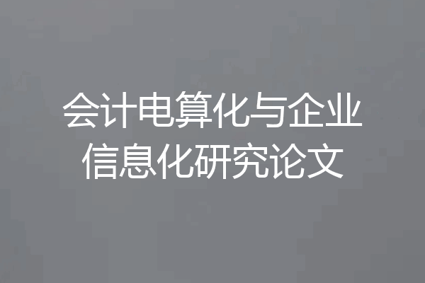 会计电算化与企业信息化研究论文