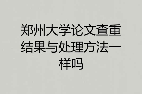 郑州大学论文查重结果与处理方法一样吗