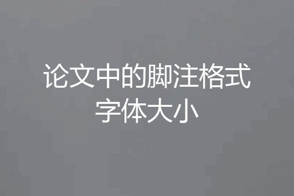 论文中的脚注格式字体大小