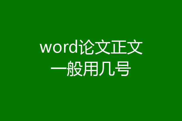 word论文正文一般用几号