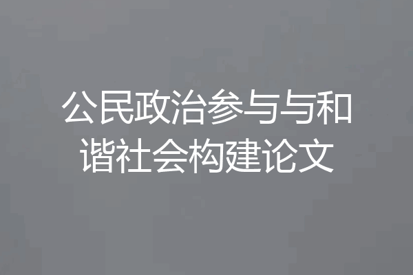 公民政治参与与和谐社会构建论文