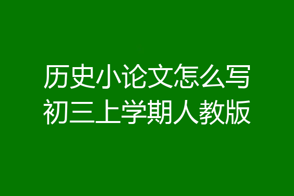 历史小论文怎么写初三上学期人教版