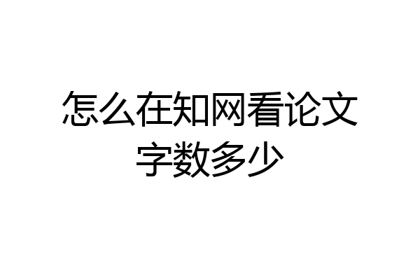 怎么在知网看论文字数多少