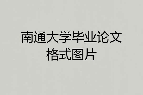 南通大学毕业论文格式图片