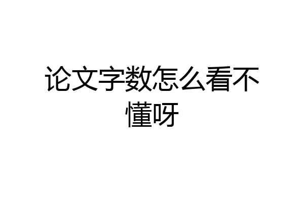 论文字数怎么看不懂呀