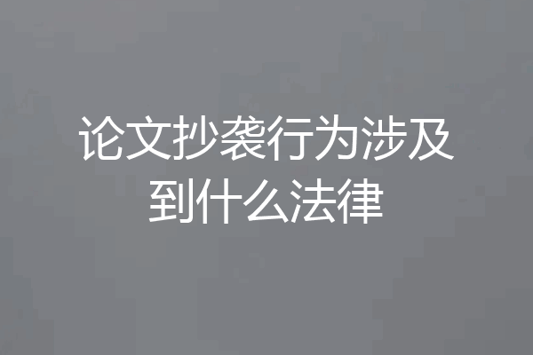 论文抄袭行为涉及到什么法律