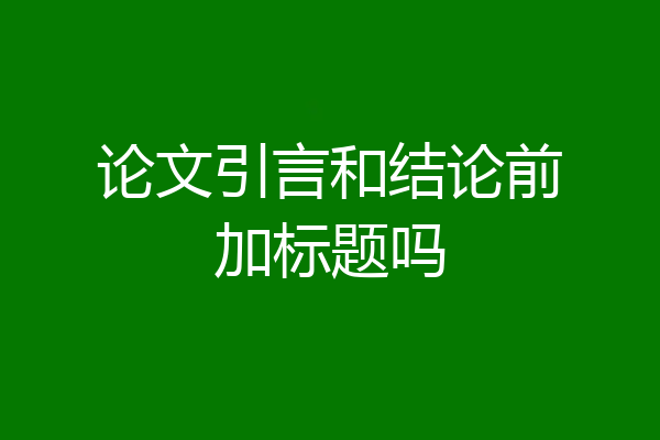 论文引言和结论前加标题吗