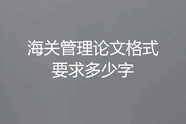 海关管理论文格式要求多少字