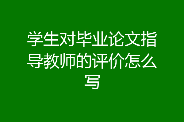 学生对毕业论文指导教师的评价怎么写