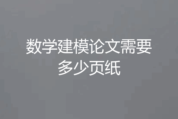 数学建模论文需要多少页纸