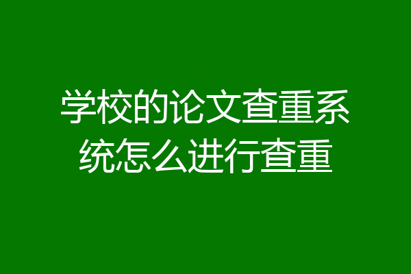 学校的论文查重系统怎么进行查重