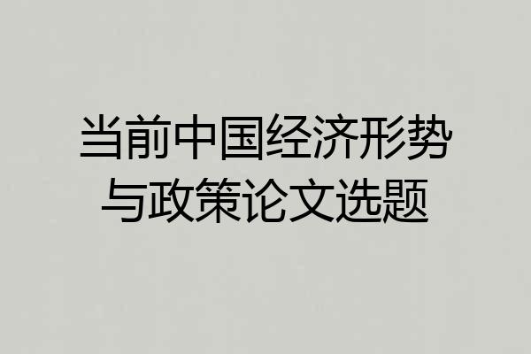 当前中国经济形势与政策论文选题