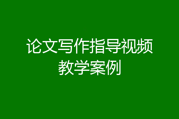 论文写作指导视频教学案例