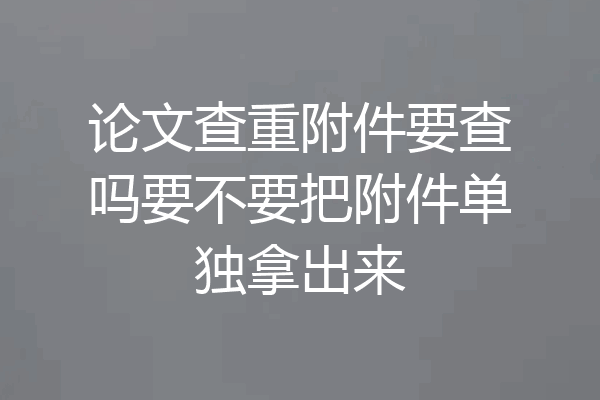 论文查重附件要查吗要不要把附件单独拿出来