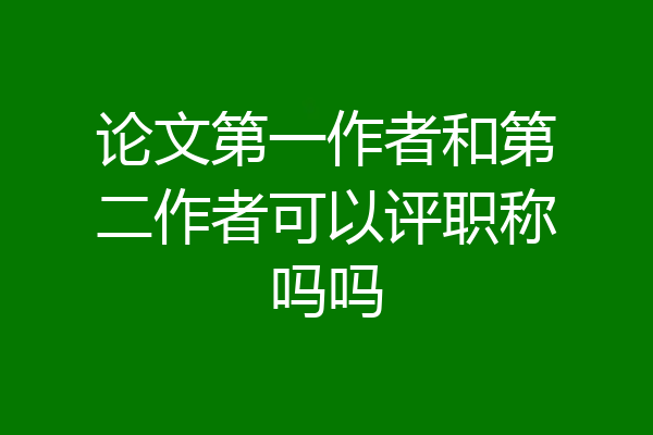 论文第一作者和第二作者可以评职称吗吗