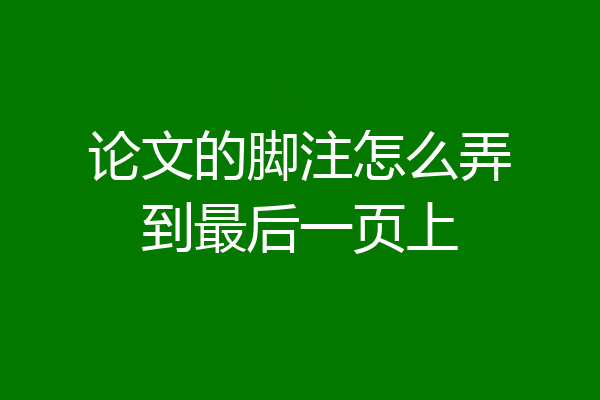 论文的脚注怎么弄到最后一页上