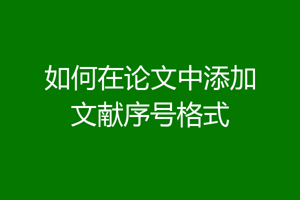 如何在论文中添加文献序号格式