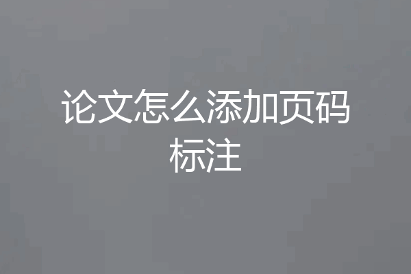 论文怎么添加页码标注