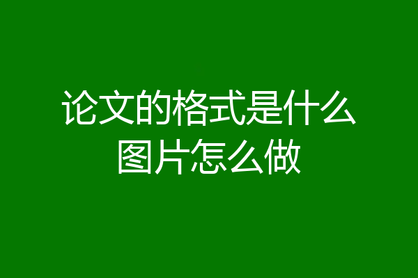论文的格式是什么图片怎么做
