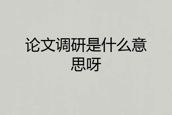 论文调研是什么意思呀