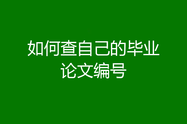 如何查自己的毕业论文编号