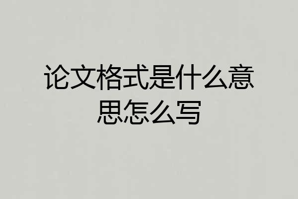 论文格式是什么意思怎么写