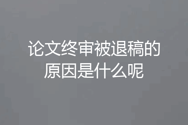 论文终审被退稿的原因是什么呢