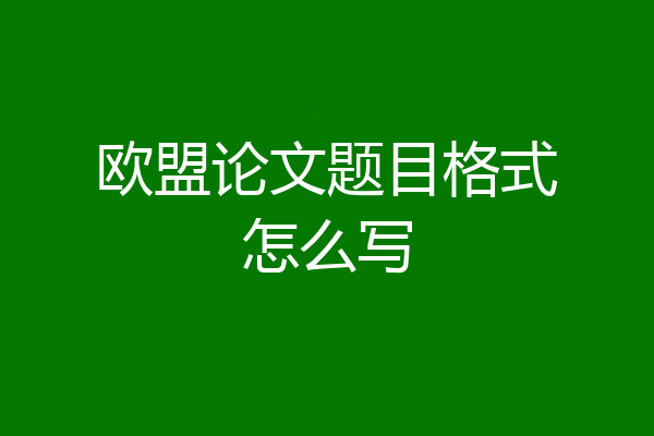 欧盟论文题目格式怎么写