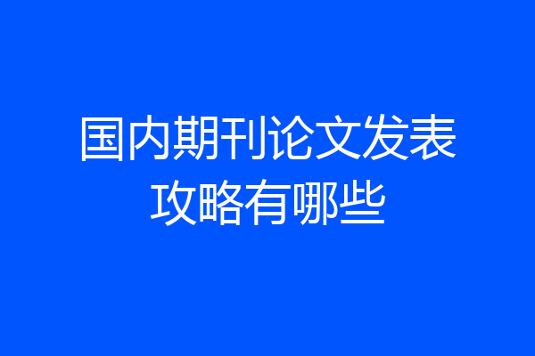 国内期刊论文发表攻略有哪些