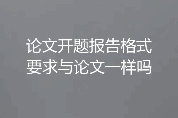 论文开题报告格式要求与论文一样吗