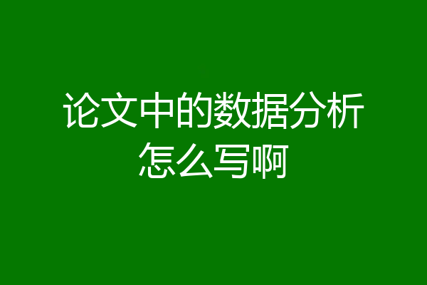 论文中的数据分析怎么写啊