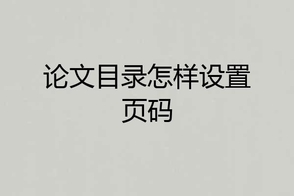 论文目录怎样设置页码