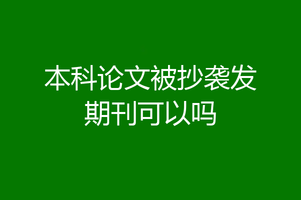本科论文被抄袭发期刊可以吗