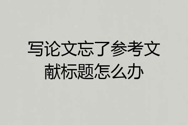 写论文忘了参考文献标题怎么办