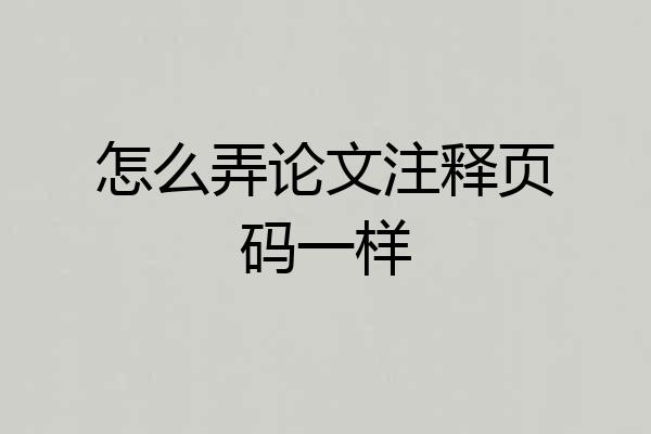 怎么弄论文注释页码一样