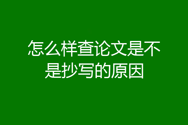 怎么样查论文是不是抄写的原因