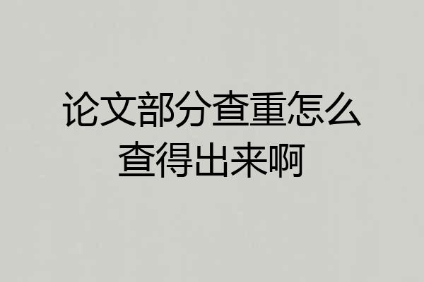 论文部分查重怎么查得出来啊