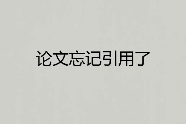 论文忘记引用了