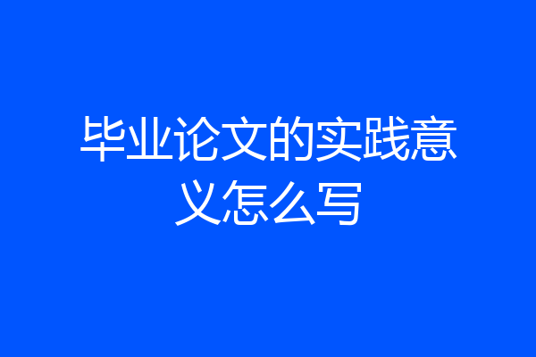 毕业论文的实践意义怎么写