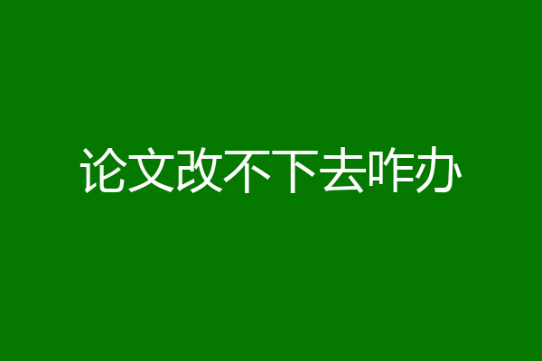论文改不下去咋办