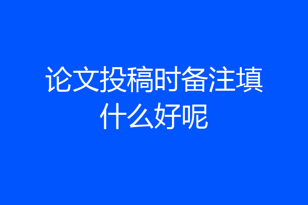 论文投稿时备注填什么好呢