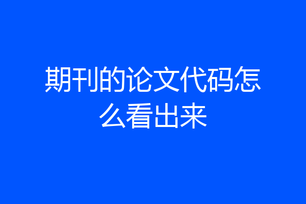 期刊的论文代码怎么看出来