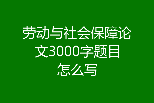 劳动与社会保障论文3000字题目怎么写