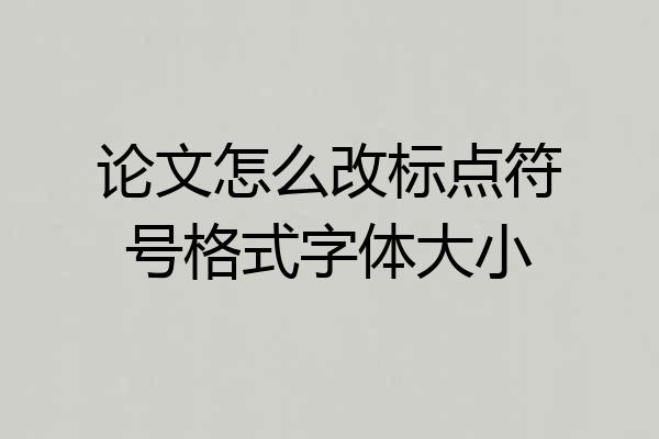 论文怎么改标点符号格式字体大小