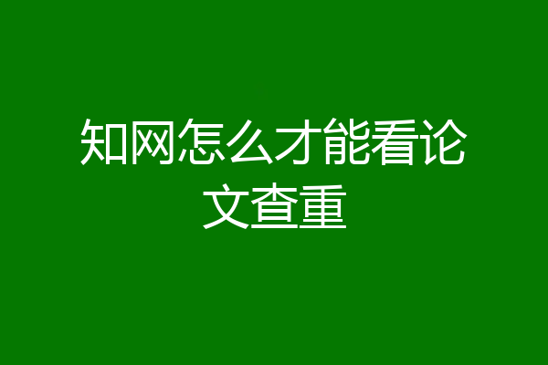 知网怎么才能看论文查重