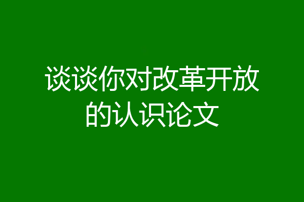 谈谈你对改革开放的认识论文