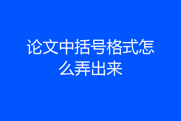 论文中括号格式怎么弄出来